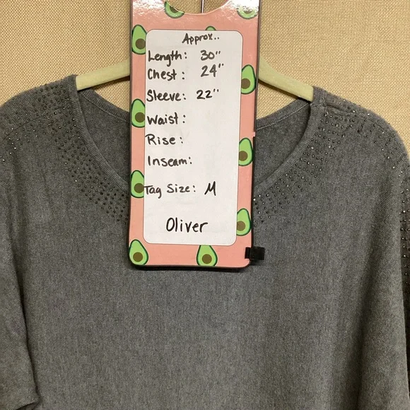 Oliver Studded Embellished Long Sleeve Sweater Sz M - Picture 6 of 7